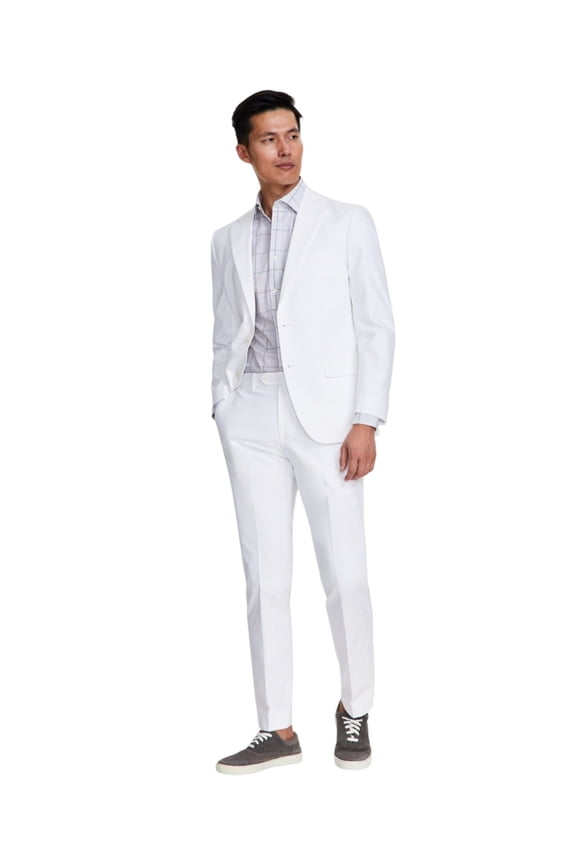 Mens Modern fit Suit Jacket Blazer 44 S White Solid Stretch