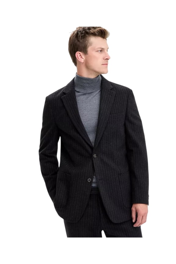 Mens Modern fit Suit Jacket Blazer 46 R Dark Grey Striped Stretch