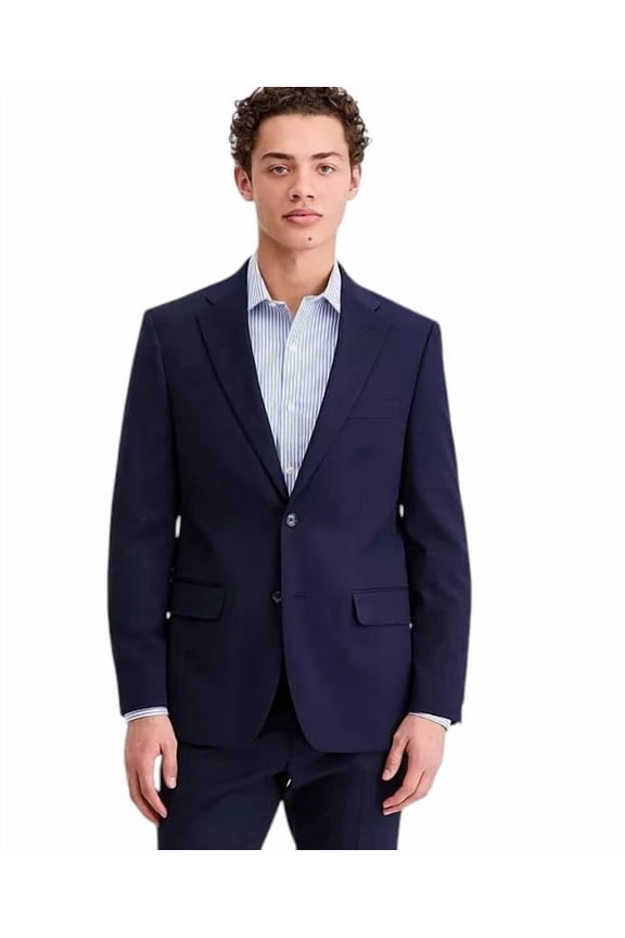 Mens Modern fit Suit Jacket Blazer 48 R Navy Blue Solid Stretch