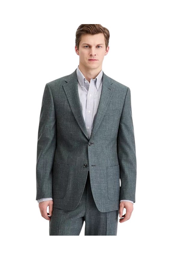 Mens Modern fit Wool Linen Suit Jacket Blazer 36 R Green Solid