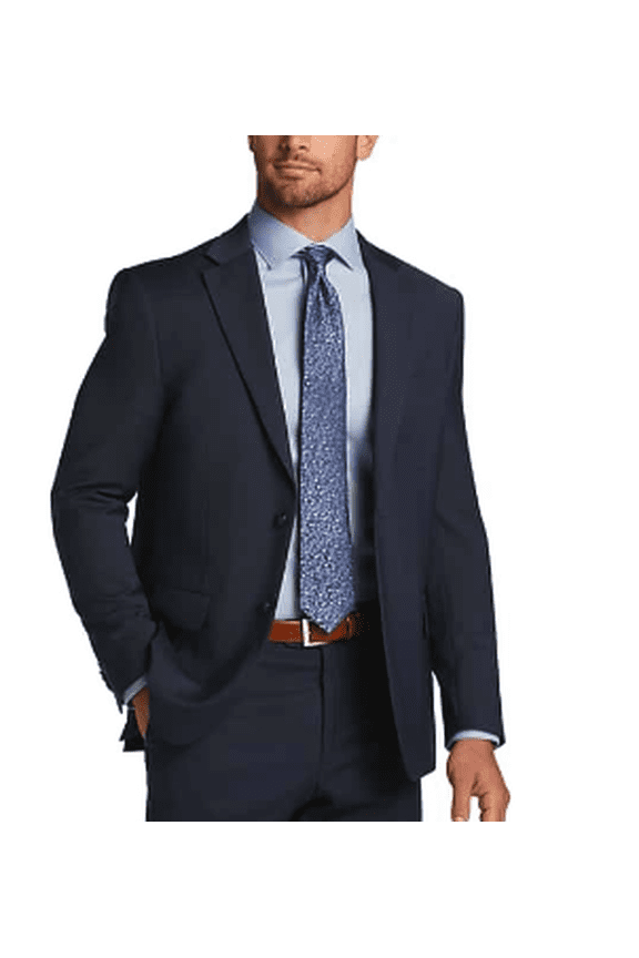 Mens Modern fit Wool Suit Vest Blazer 52 L Blue Sharkskin Stretch