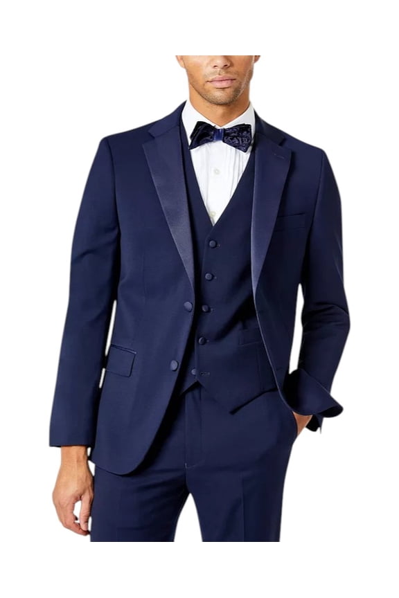 Mens Modern fit Wool Tuxedo Jacket Blazer 42 R Navy Blue Solid