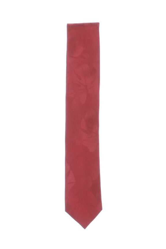 Mens Monstera Plant Silk Pattern Neck Tie Red