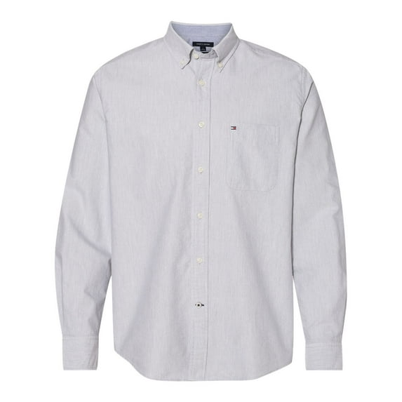 Tommy Hilfiger Mens New England Solid Oxford Shirt 13H1864, XL, Heather Grey