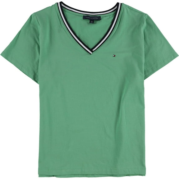 Tommy Hilfiger Womens Contrast Trim Basic T-Shirt, Green, Plus Size, 2X