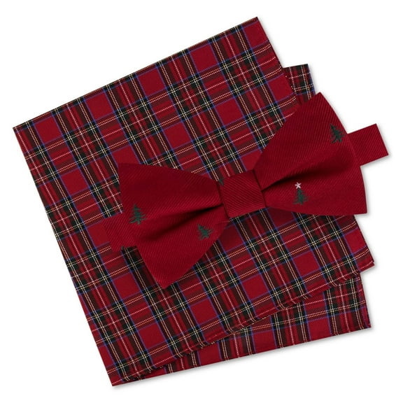 Tommy Hilfiger Mens Pocket Square Neck Tie Set, Red, One Size