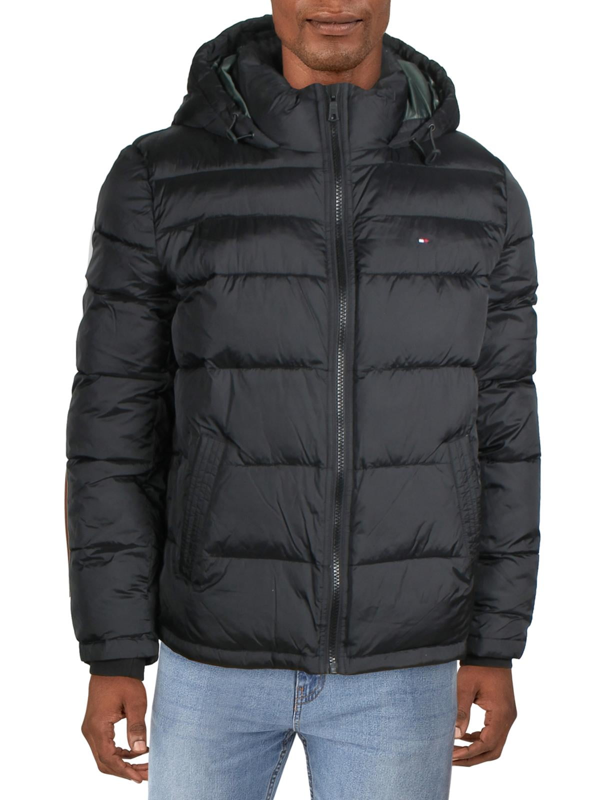 Tommy Hilfiger Men's Classic Hooded Puffer Jacket (Standard and Big & Tall), Black, XL