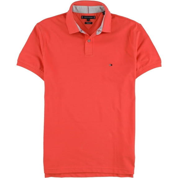 Tommy Hilfiger Mens Regular Fit Short Sleeve Polo Shirt Coral Medium Pink