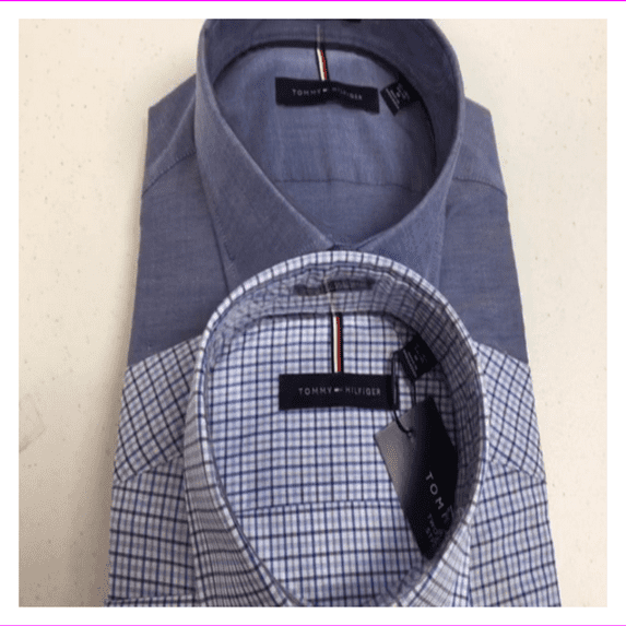 Tommy Hilfiger Mens Regular Fit Stretch Shirt Two Pack M-34/35/Blu W/Navy