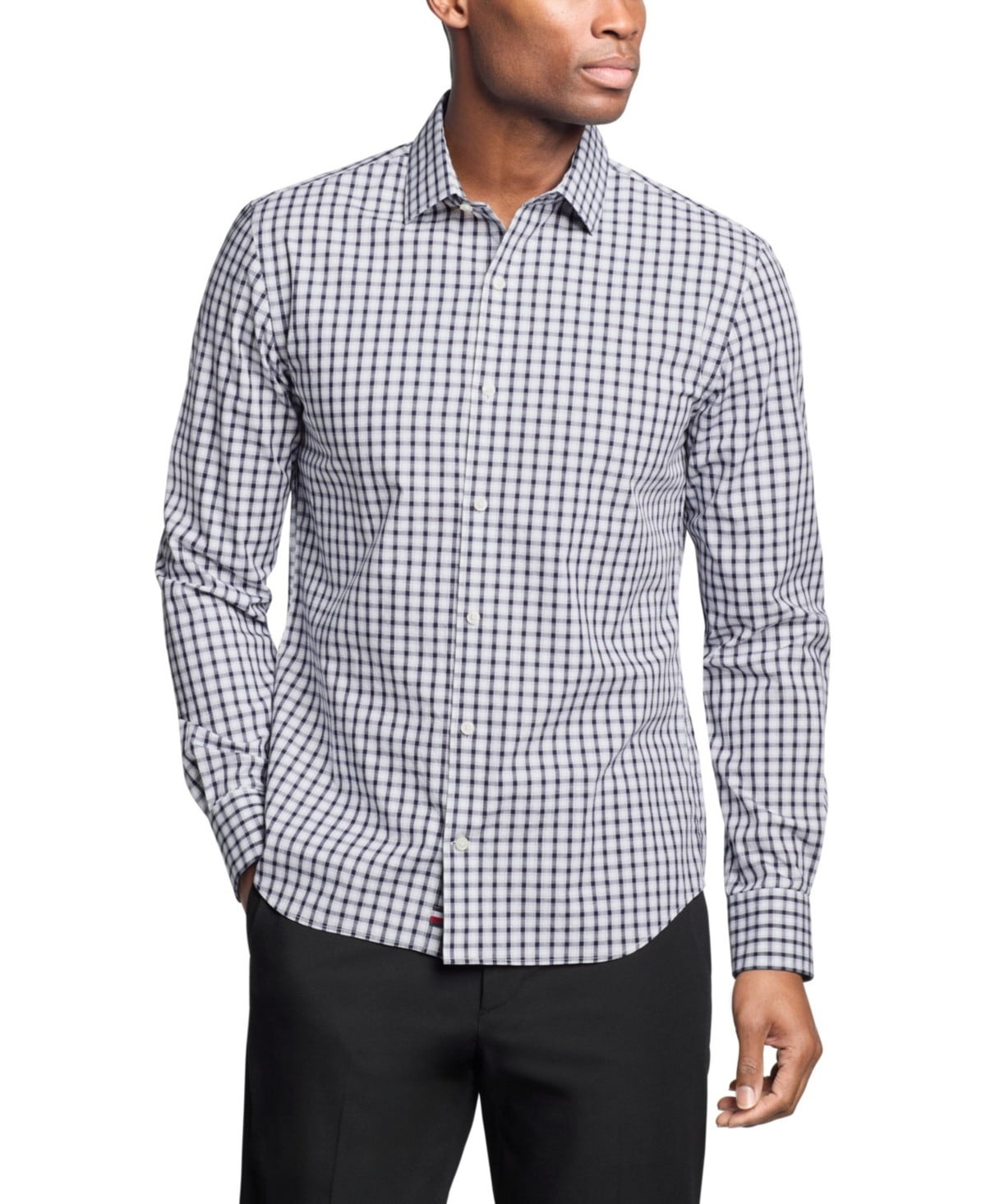 Tommy Hilfiger Mens Regular fit Dress Shirt Medium 15-15.5 32-33 Blue Plaid