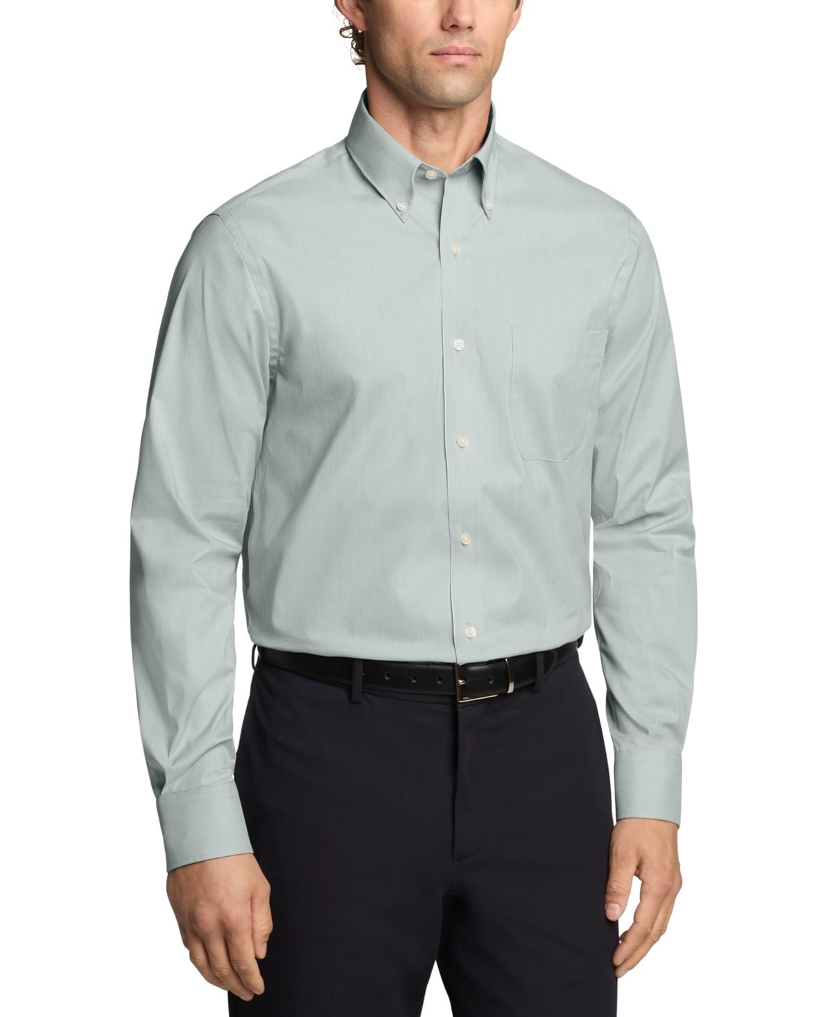 Tommy Hilfiger Mens Regular fit Dress Shirt Medium 15.5 in 32-33 Green Solid
