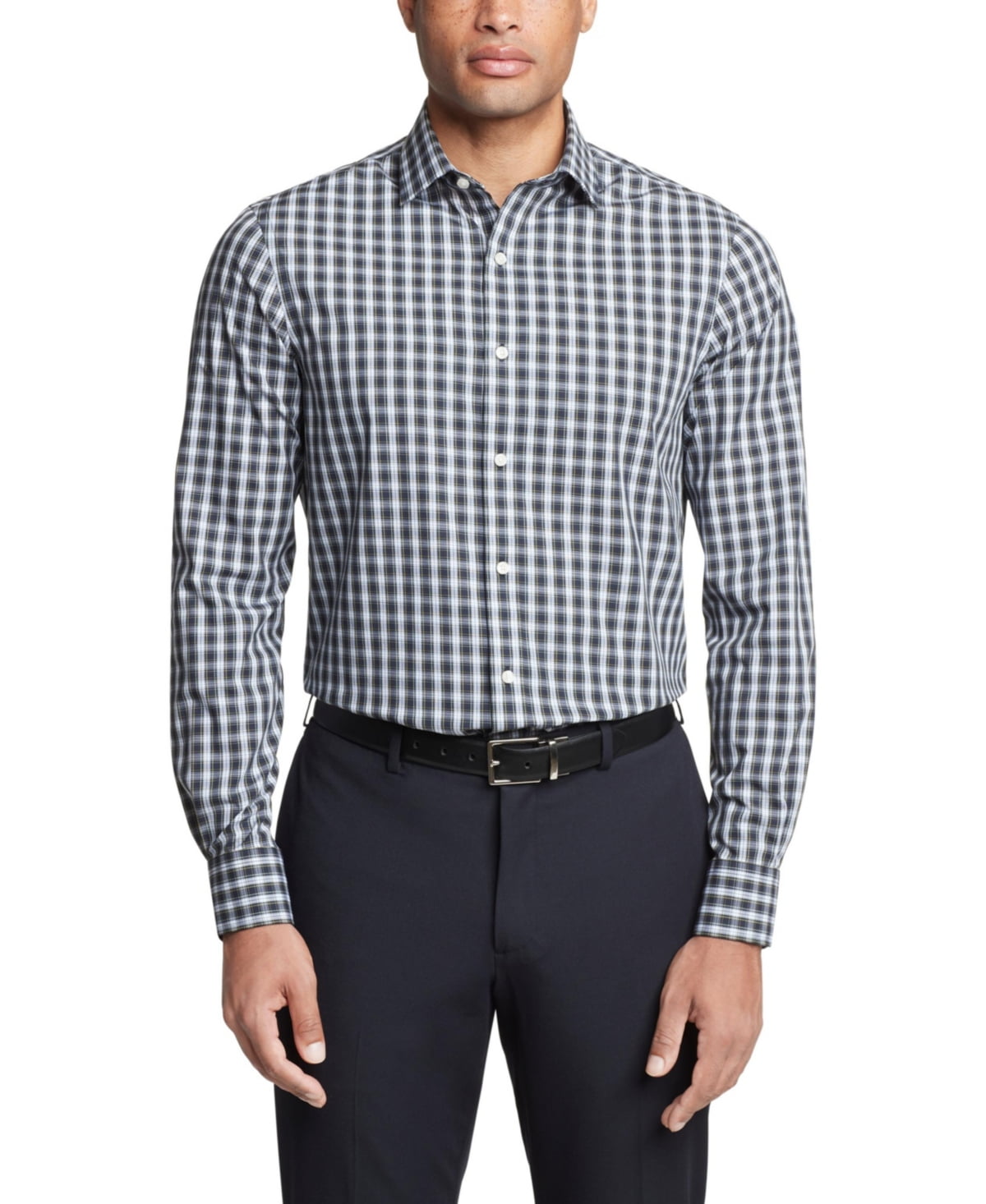 Tommy Hilfiger Mens Regular fit Dress Shirt Medium 15.5 in 34-35 Blue Check