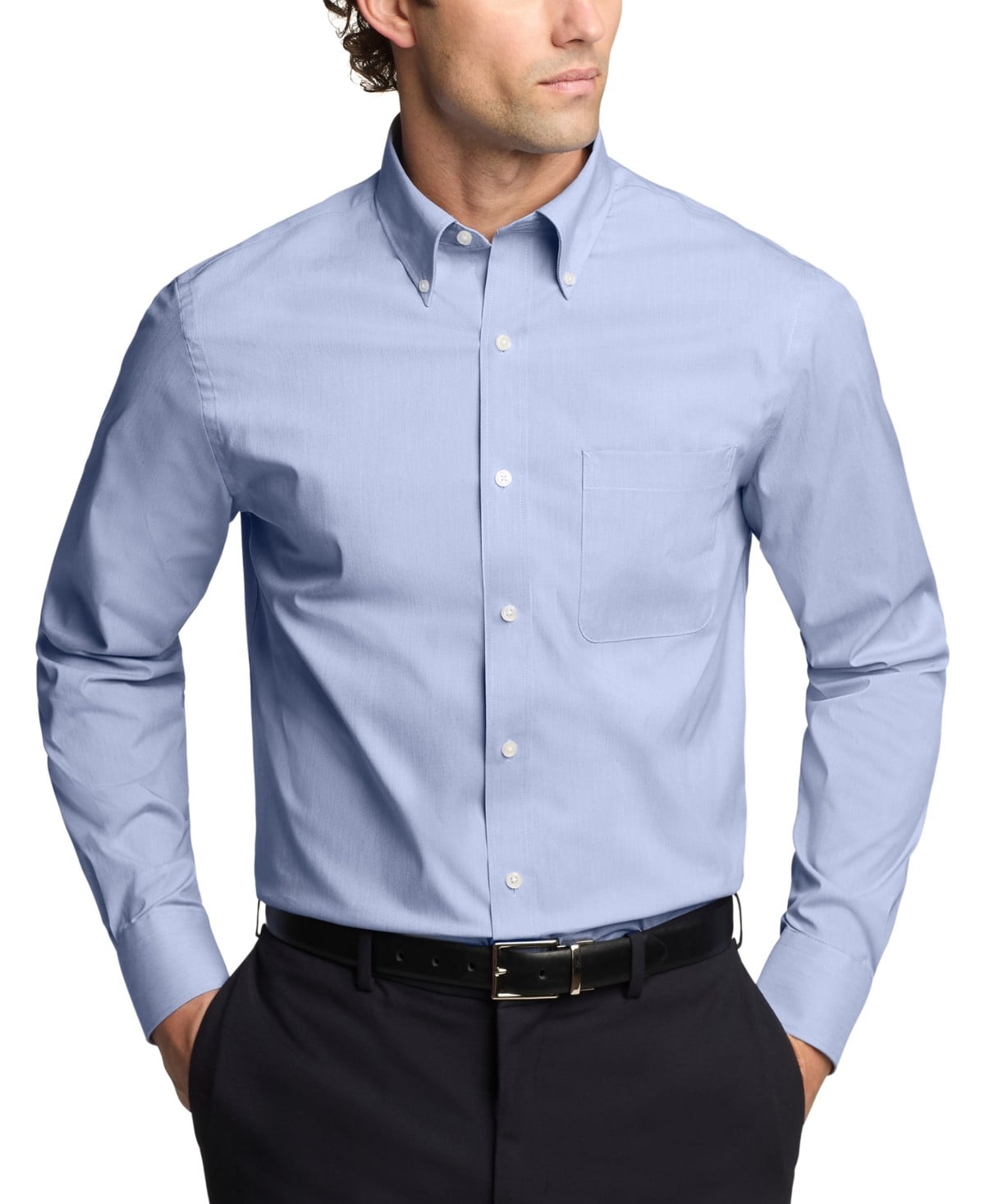 Tommy Hilfiger Mens Regular fit Dress Shirt Medium 15.5 in 34-35 Blue Solid