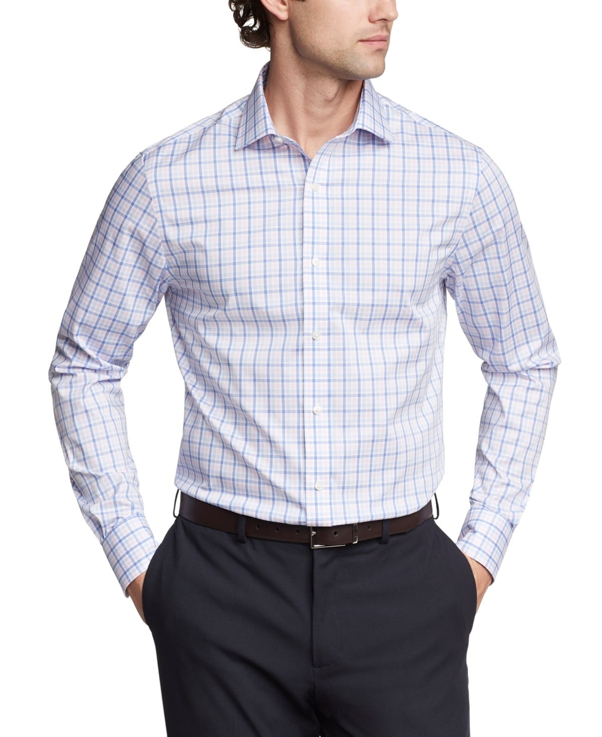 Tommy Hilfiger Mens Regular fit Dress Shirt Medium 15 in 32-33 Light Blue Plaid
