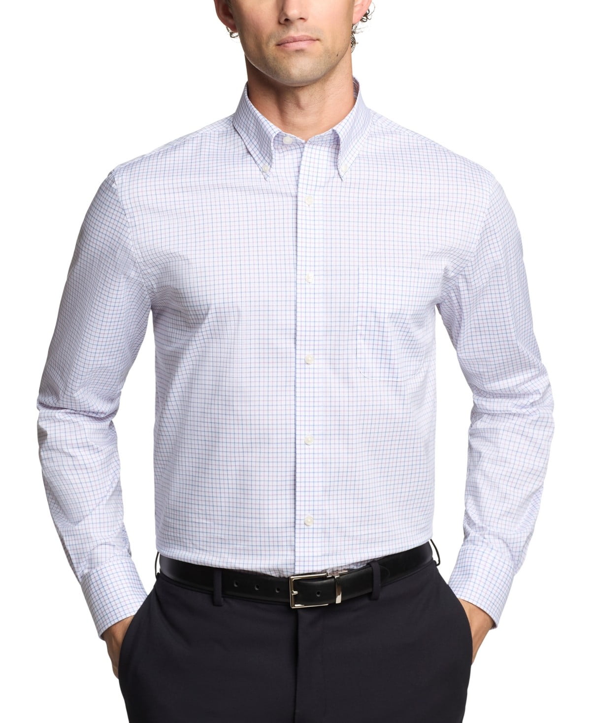 Tommy Hilfiger Mens Regular fit Dress Shirt XL 17 in 32-33 Purple Check