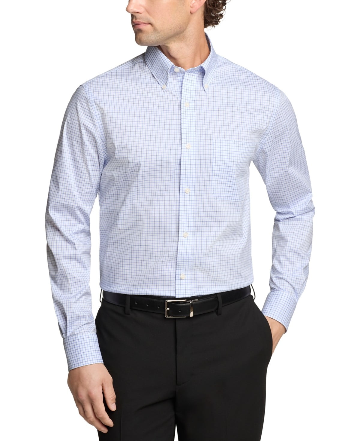 Tommy Hilfiger Mens Regular fit Dress Shirt XL 17 in 34-35 Blue Check
