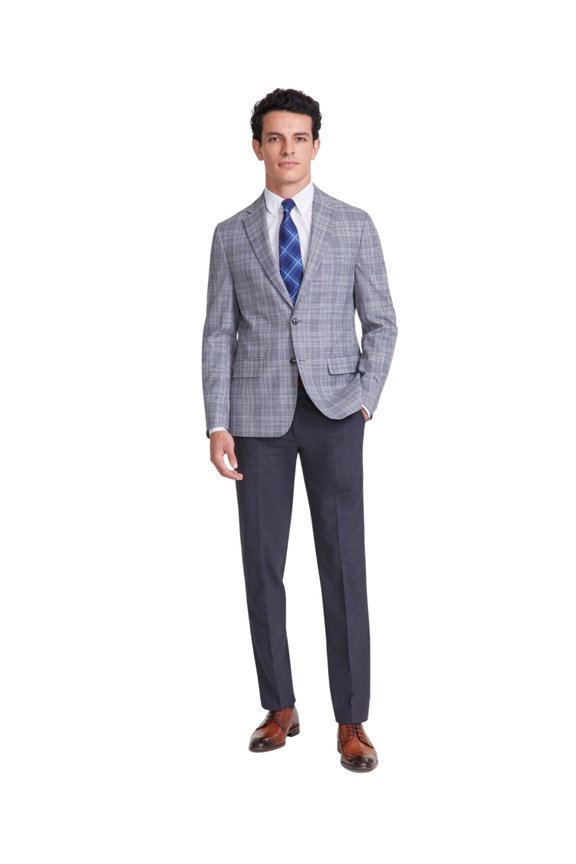 Mens Modern fit Sport Coat Blazer 38 S Light Grey Plaid