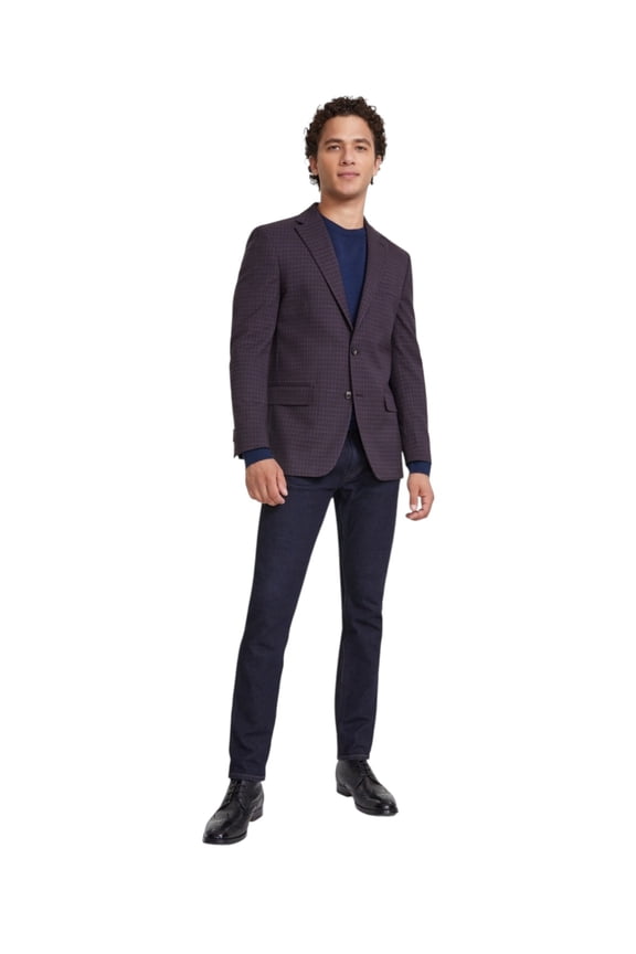Mens Modern fit Sport Coat Blazer 38 S Burgundy Purple Check