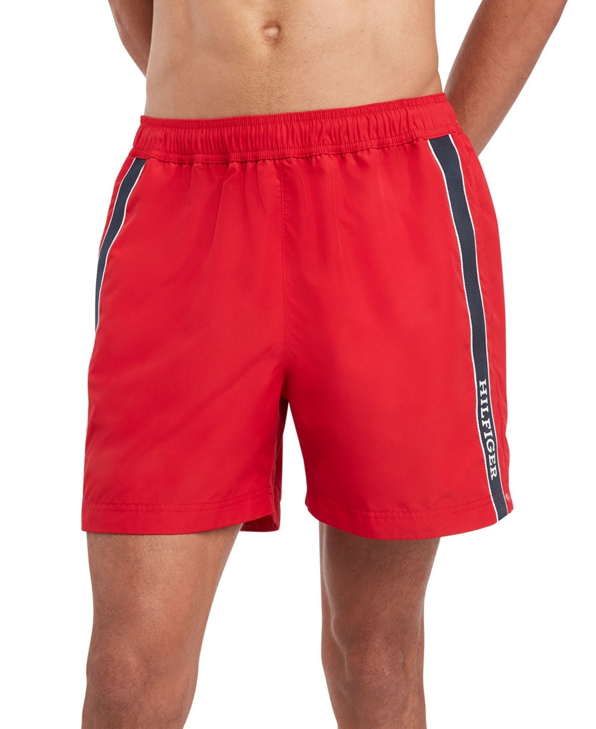 Tommy Hilfiger Mens Regular fit Swim Trunks Swimwear Small 5 Inseam Red Solid