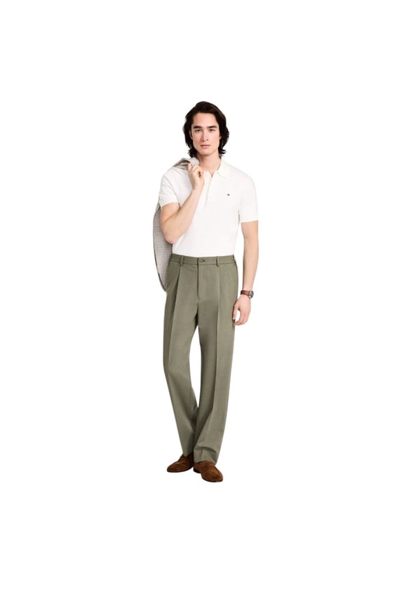 Mens Relaxed fit Dress Pants 34 / 34 Green Solid Stretch
