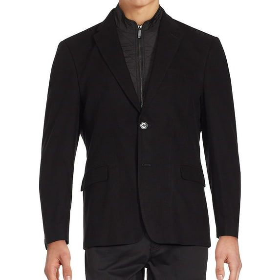 Tommy Hilfiger Mens Removable Bib Sport Coat Two Button Blazer Jacket black 46