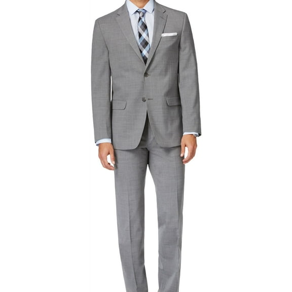 Tommy Hilfiger Mens Sharkskin Formal Tuxedo, Grey, 42 Short / 36W x 37L
