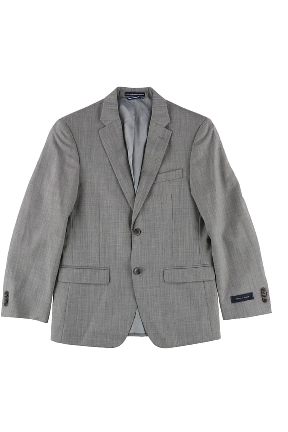Mens Sharkskin Two Button Blazer Jacket, Grey, 36 Short