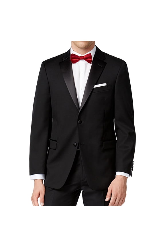 Mens Side Vent Two Button Blazer Jacket, Black, 36 Short