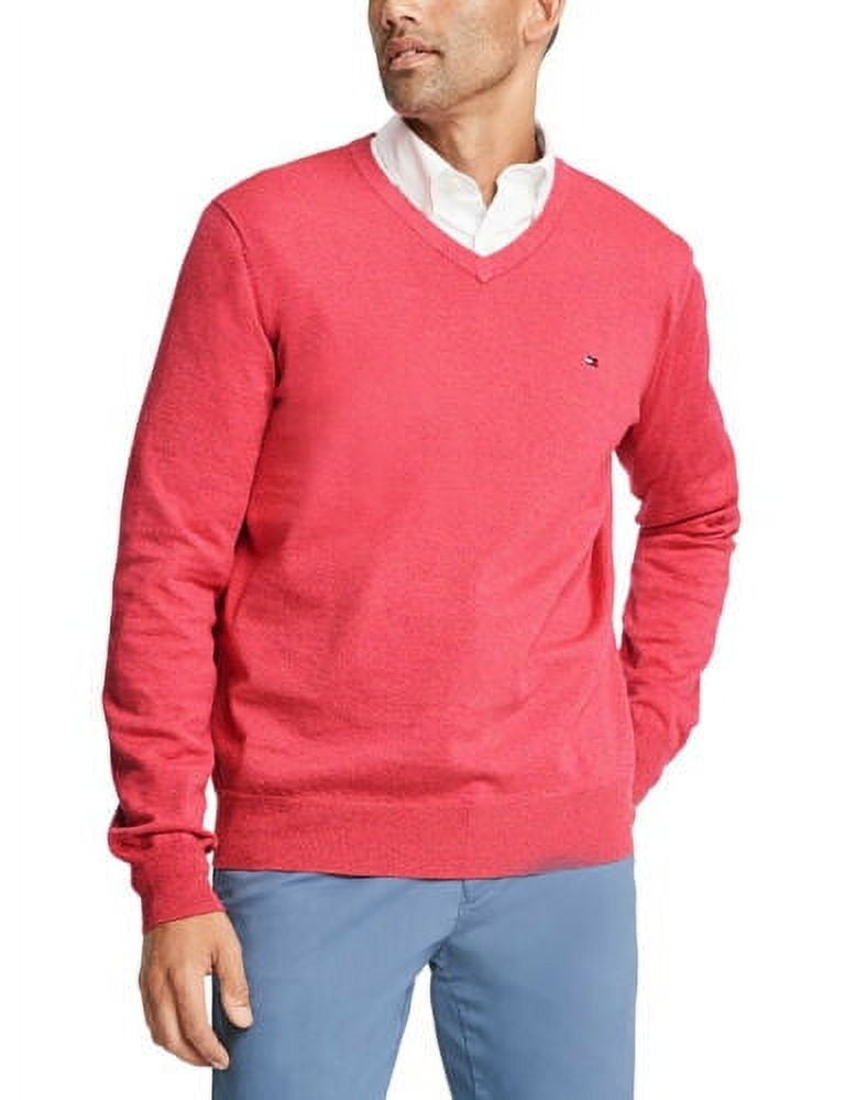 Tommy Hilfiger Mens Signature Regular-Fit Solid V-Neck Sweater Jewel Sm ...