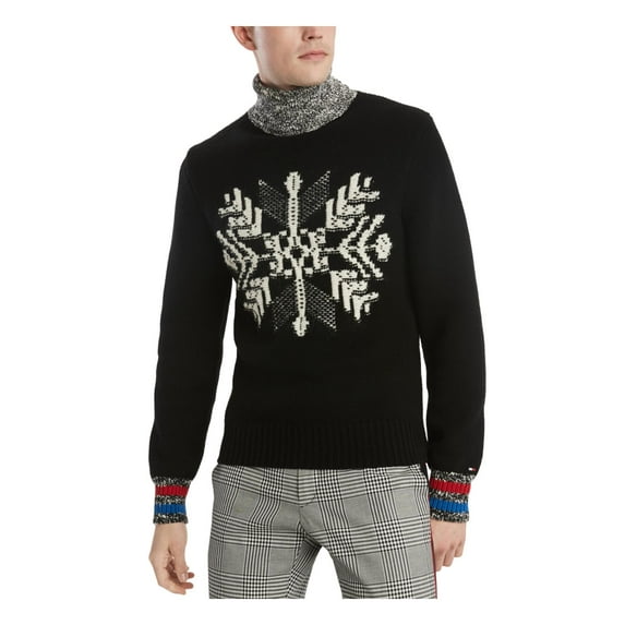 Tommy Hilfiger Mens Ski Slopes Wool Graphic Turtleneck Sweater