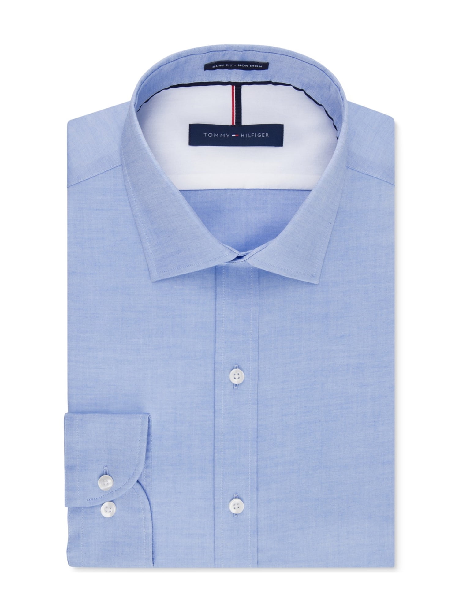 Tommy Hilfiger Mens Slim-Fit Non-Iron Button Up Dress Shirt blue 15.5 