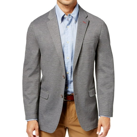 Tommy Hilfiger Mens Slim-Fit Solid Knit Blazer Jacket, Grey, 40 Long