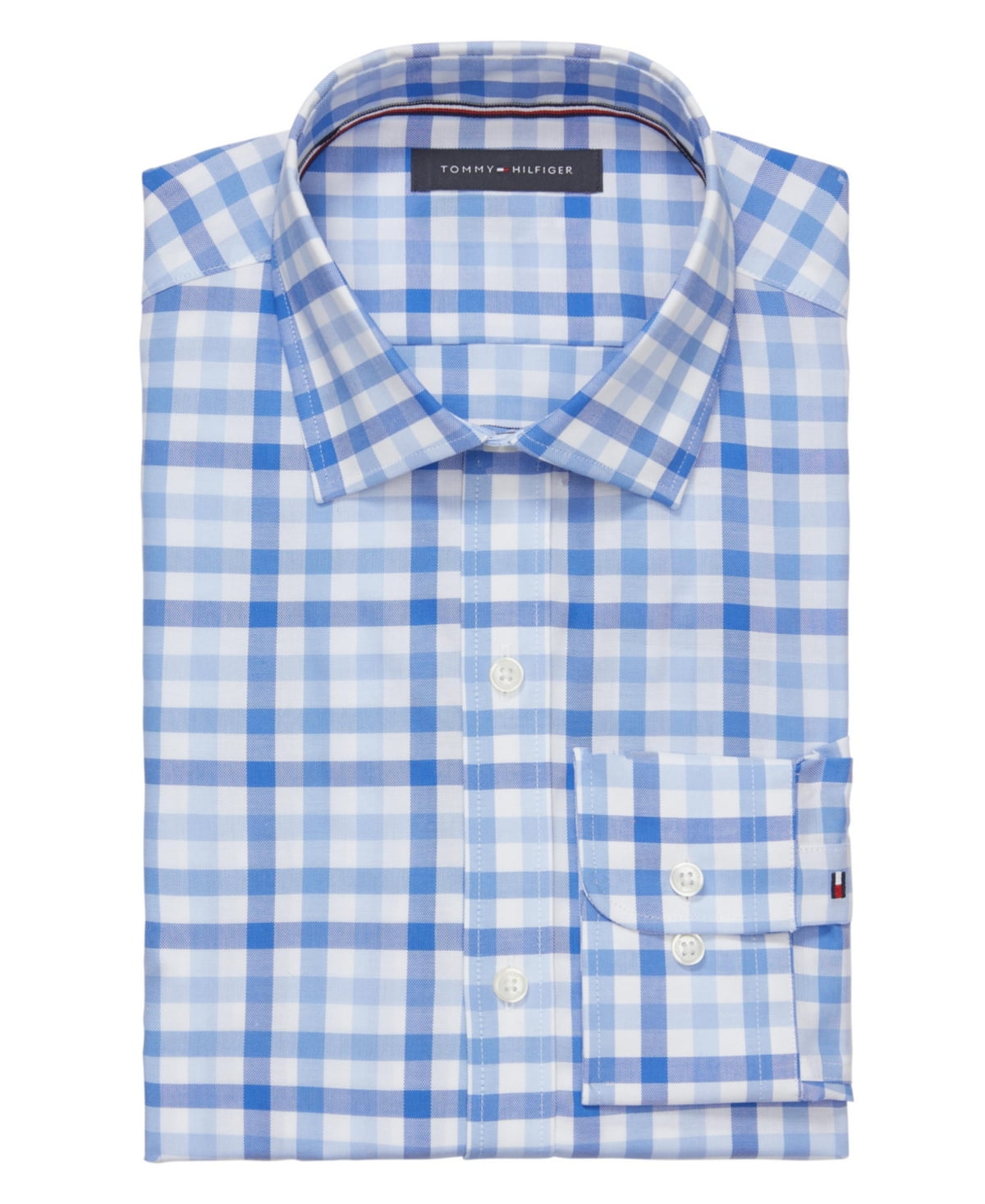 Tommy Hilfiger Mens Slim fit Dress Shirt Large 16.5 in 34-35 Blue Check