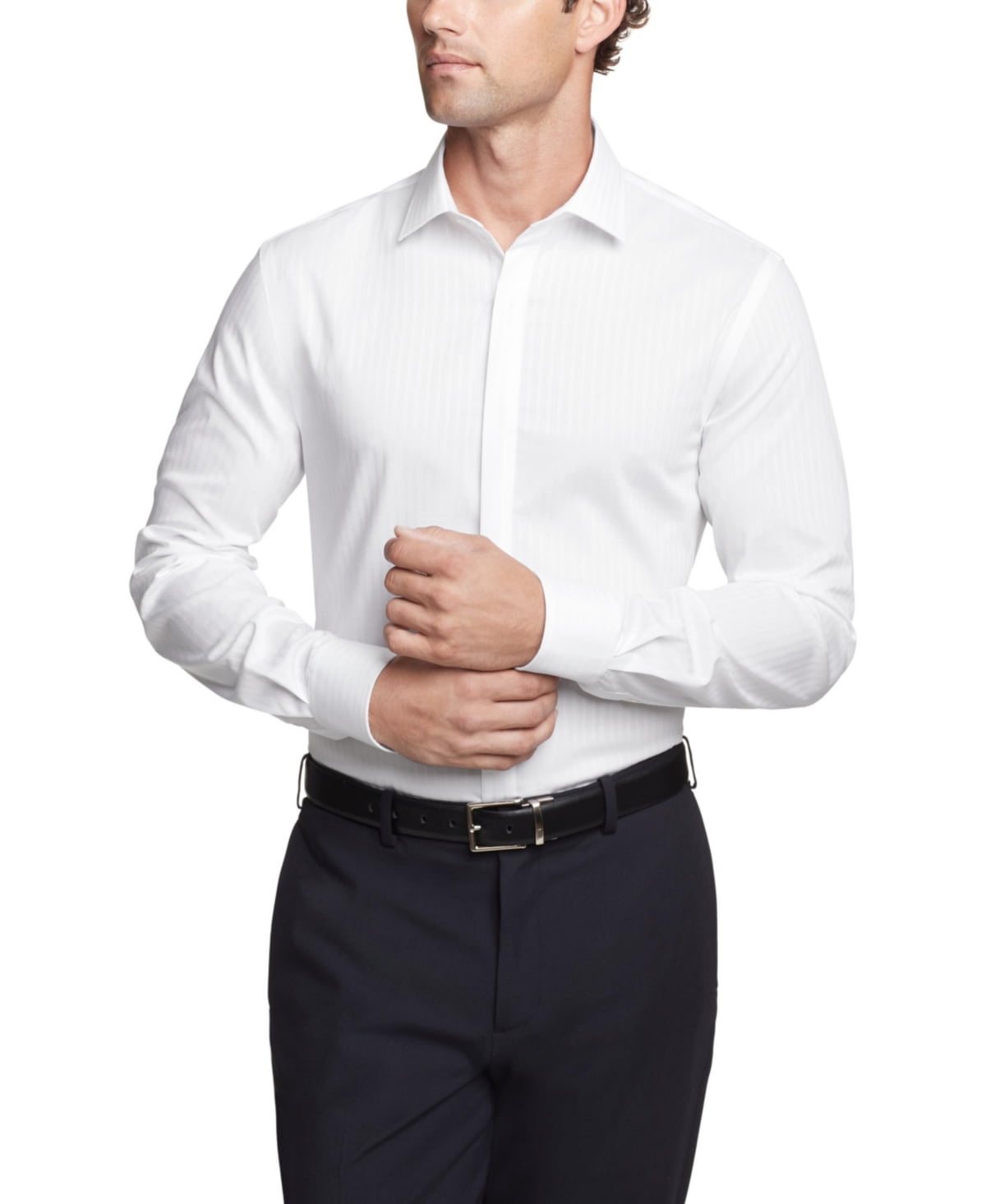 Tommy Hilfiger Mens Slim fit Dress Shirt Large 16 in 34-35 White Solid
