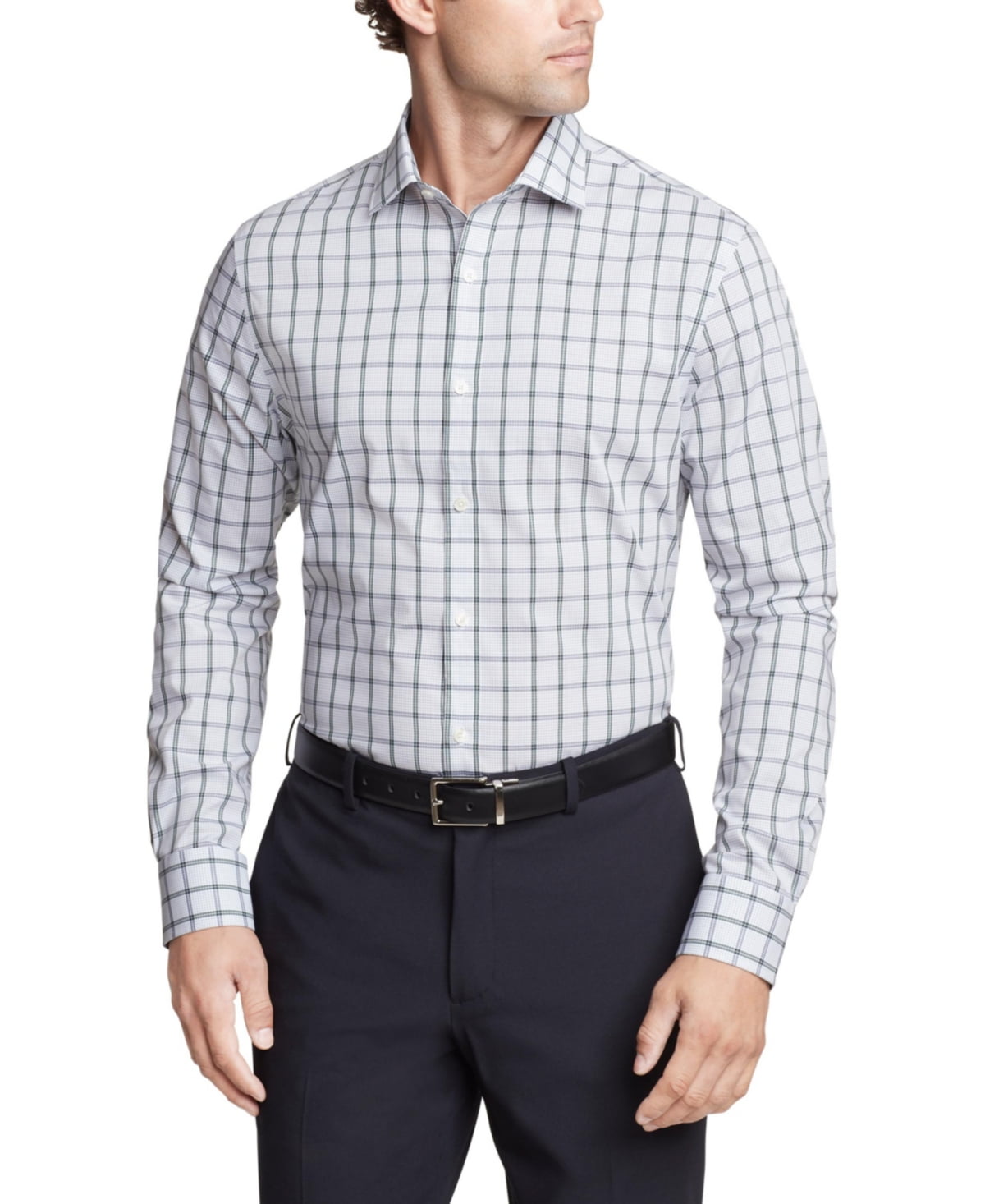 Tommy Hilfiger Mens Slim fit Dress Shirt Small 14.5 in 32-33 Green Plaid