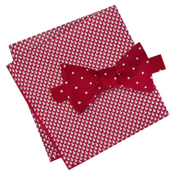 Tommy Hilfiger Mens Snowman Polka Neck Tie Set, Red, One Size