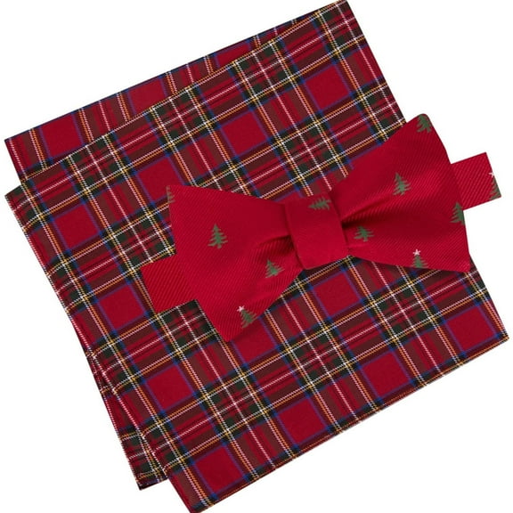 Tommy Hilfiger Mens Tree Neck Tie Set, Red, One Size