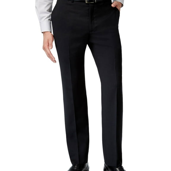 Tommy Hilfiger Mens Trim-Fit Dress Pants Slacks, Black, 42W x 30L
