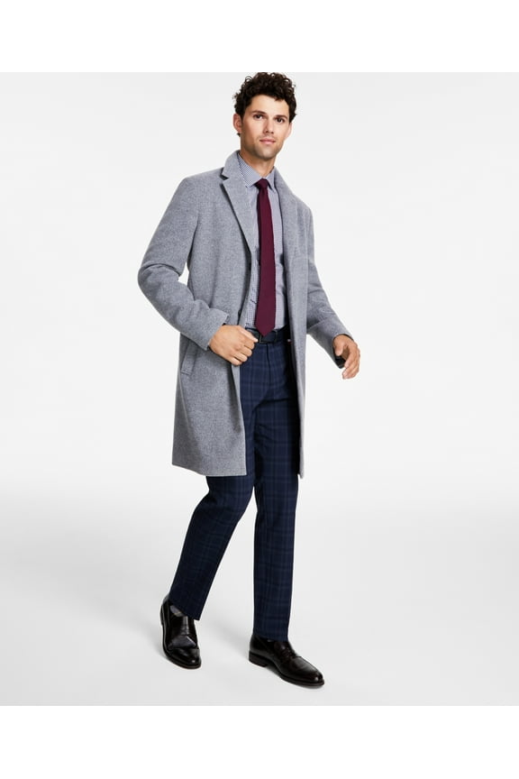 Mens Modern fit Overcoat Coat 44 R Grey Solid