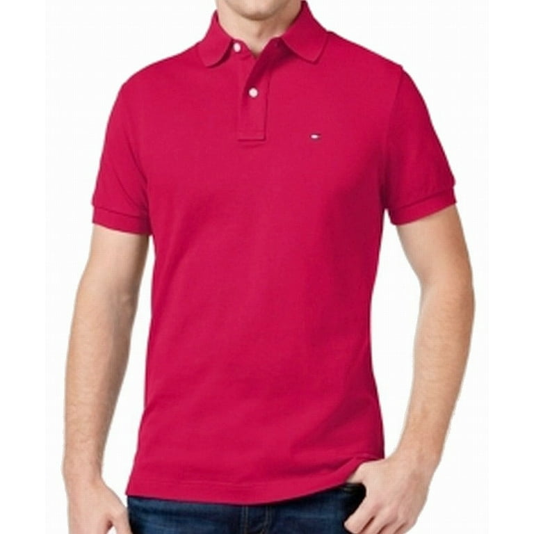 Size Hilfiger Shirt Short-Sleeve XL Tommy Classic NEW Polo Mens Pink