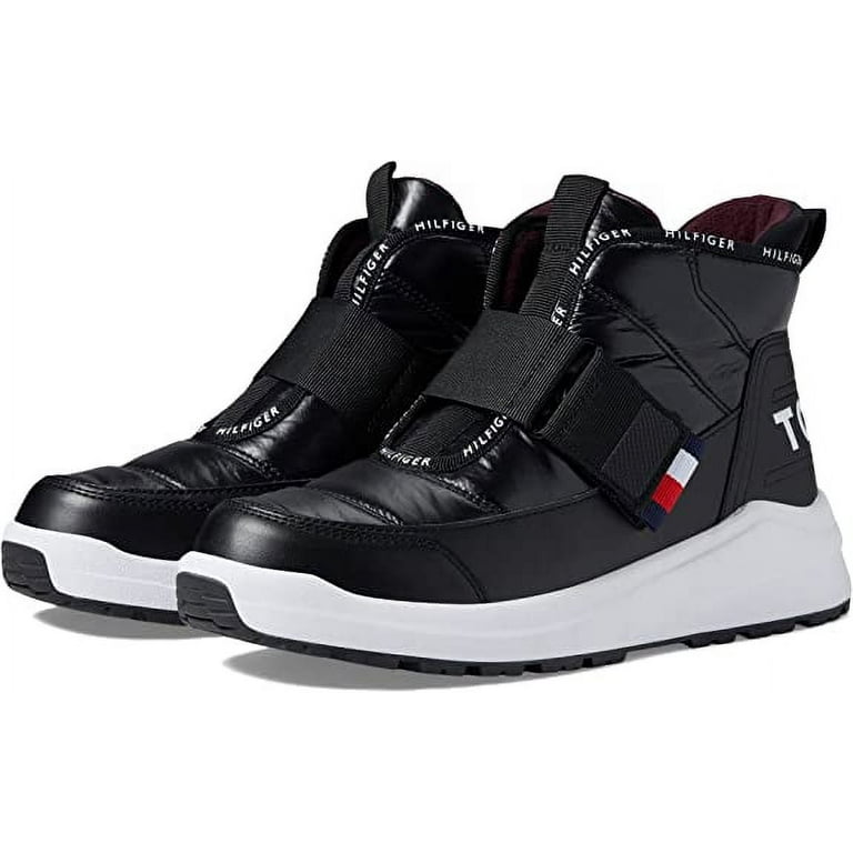 Tommy Hilfiger Olly Black Hook and Loop Rounded Toe Cozy Fashion Sneakers  (Black, 7.5)