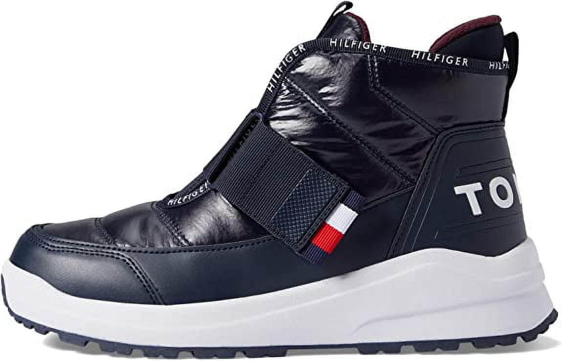 Tommy Hilfiger Olly Blue Hook and Loop Rounded Toe Cozy Fashion High Top  Sneakers (Dark Blue, 5)