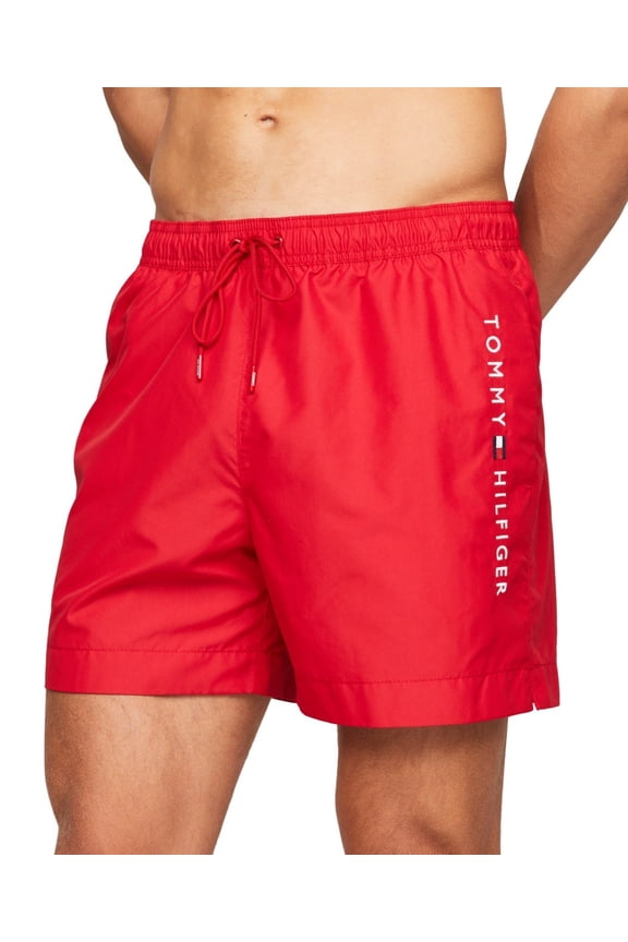 Men's Board Shorts Swim Drawstring Logo 7" Swim Primary Red M New