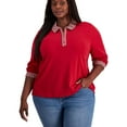 thumbnail image 1 of Tommy Hilfiger Womens Sky Captain Polo Shirt, Red, Plus Size, 0X, 1 of 1