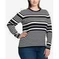 thumbnail image 1 of Tommy Hilfiger Plus Size Cotton Striped Sweater Ballerina Pink Combo 0X, 1 of 1