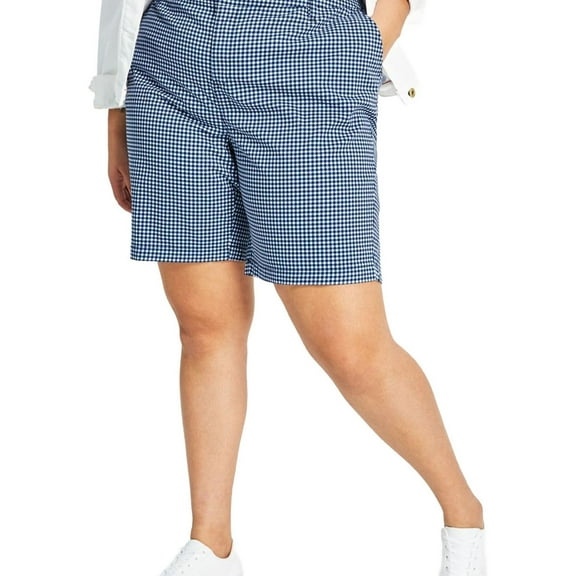 Tommy Hilfiger Womens Hollywood Casual Bermuda Shorts, Blue, Plus Size, 14W