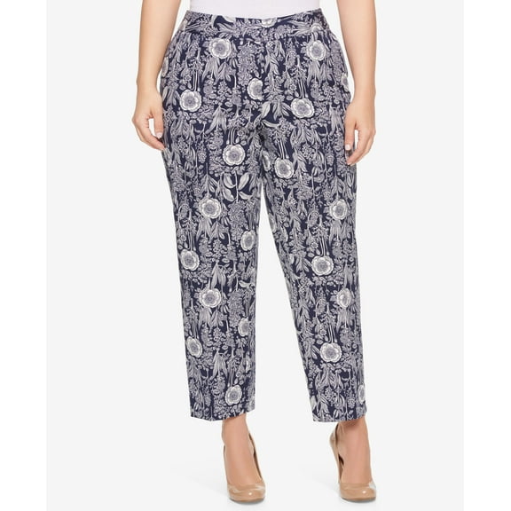 Tommy Hilfiger Plus Size Printed Cropped Pants Navy 22W