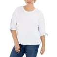 thumbnail image 1 of Tommy Hilfiger Plus Size Two Tone Tie Sleeve Knit Top White 0X, 1 of 1