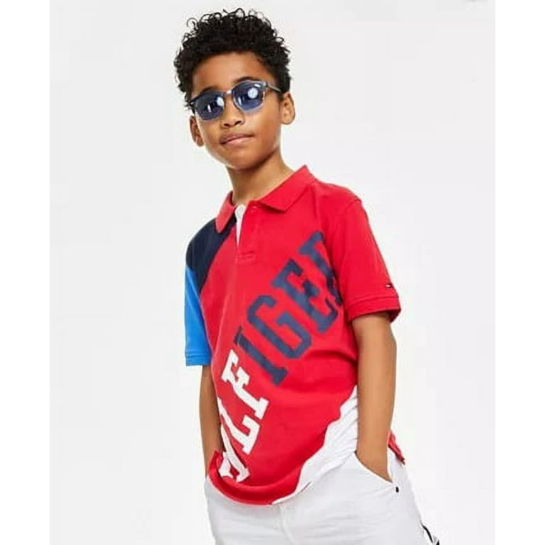 Polo US Tommy RED Boys Diagonal Shirt, Pieced PLANET Toddler Hilfiger 3T