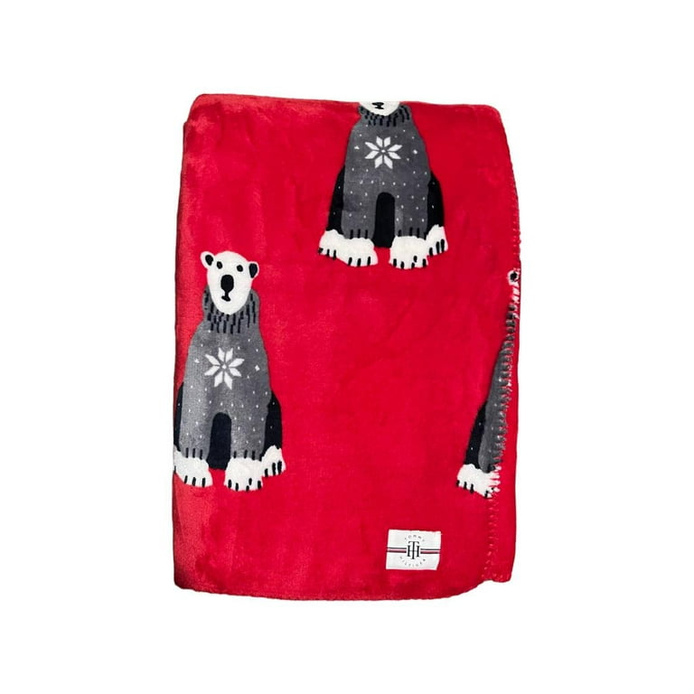 Tommy Hilfiger Red Sherpa Velvet Plush Throw 50 X 70 Walmart